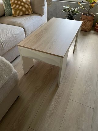 Mesa de centro elevable madera y blanca