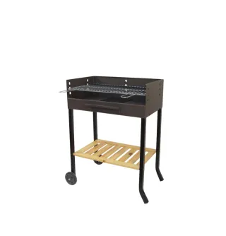 Barbacoa con ruedas y parrilla de hierro