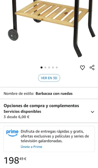 Barbacoa con ruedas y parrilla de hierro