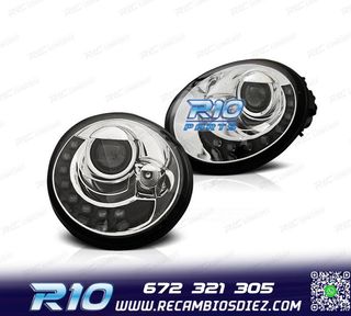FAROS VOLKSWAGEN VW BEETLE 98-05 LUZ DIURNA FONDO CROMO