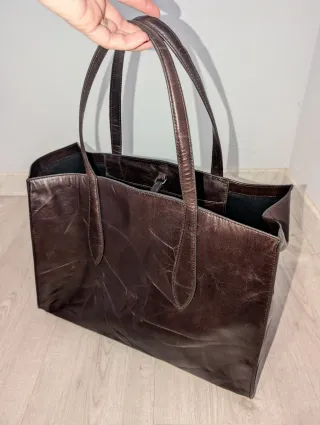 Bolso shopper piel Massimo Dutti marrón