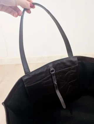 Bolso shopper piel Massimo Dutti marrón