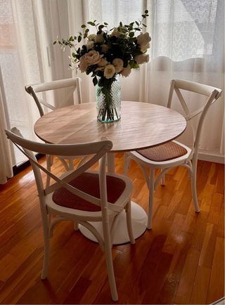 3 Sillas de Madera y Yute Blancas