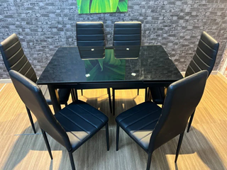 Mesa Comedor Cristal Extensible + 6 Sillas