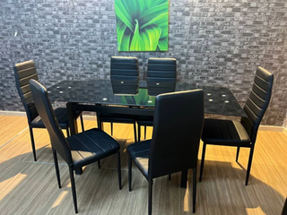 Mesa Comedor Cristal Extensible + 6 Sillas