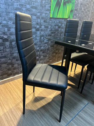 Mesa Comedor Cristal Extensible + 6 Sillas