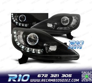 FAROS PEUGEOT 107 05-12 LUZ DIURNA FONDO NEGRO