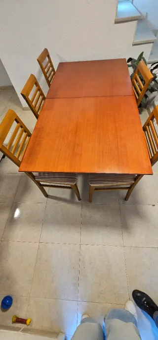 Mesa comedor extensible cristal y madera