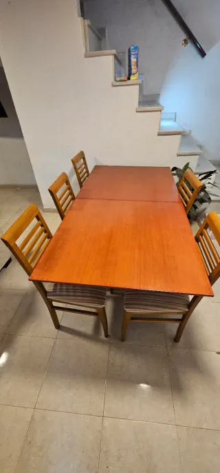 Mesa comedor extensible cristal y madera