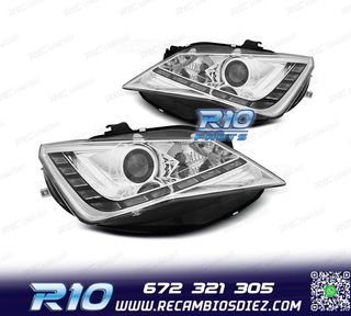 FAROS SEAT IBIZA 6J 12-15 LUZ DIURNA LED FONDO CROMO