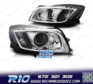 FAROS PARA OPEL INSIGNIA 08-13 LUZ DIURNA FONDO CROMO