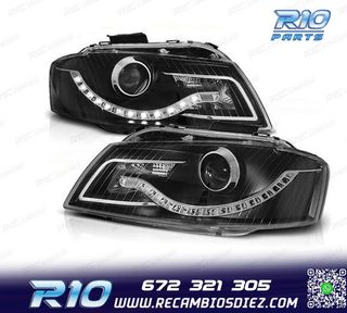 FAROS AUDI A3 8P LUZ DIURNA LED FONDO NEGRO