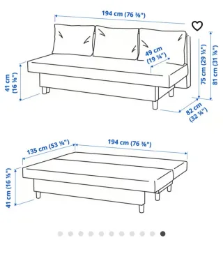 Sofá Cama Ikea Beige con Arcón