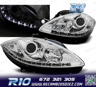 FAROS PARA SEAT LEON Y ALTEA 09-12 LUZ DIURNA FONDO CROMO