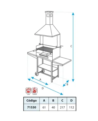 Barbacoa Chimenea con Bandejas Metálicas