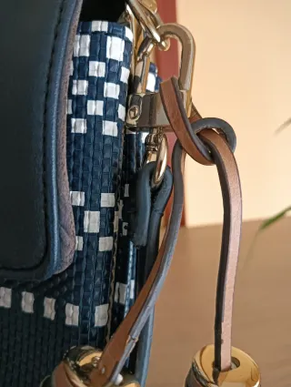 Bolso Bicolor Azul y Beige