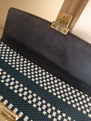 Bolso Bicolor Azul y Beige