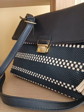 Bolso Bicolor Azul y Beige