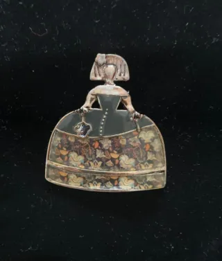 Broche Vintage Menina Esmaltado