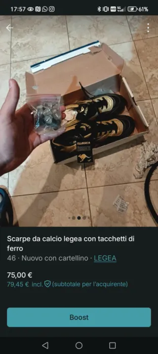 Scarpe calcio Legea nere/oro taglia 46