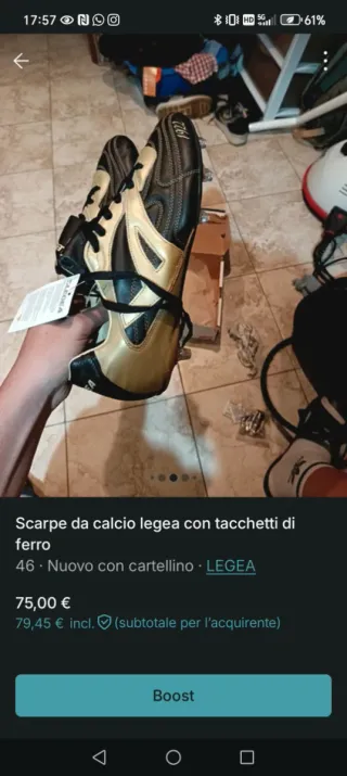 Scarpe calcio Legea nere/oro taglia 46