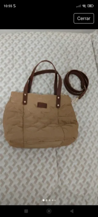 Bolso mujer beige y marrón