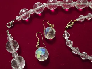 Juego collar, pulsera y pendientes cristal
