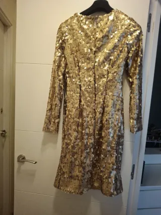 Conjunto 2 Piezas Vestido y Chaqueta Dorado