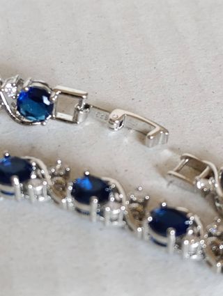 PULSERA LABRADA / DE DISEÑO / CON ZAFIROS Y CIRCON