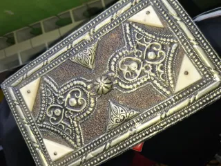 Joyero antiguo plata y hueso