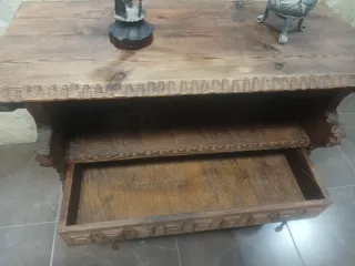 Aparador mesita rústica madera y metal