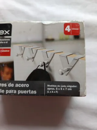 8 Colgadores Acero Inoxidable Puerta