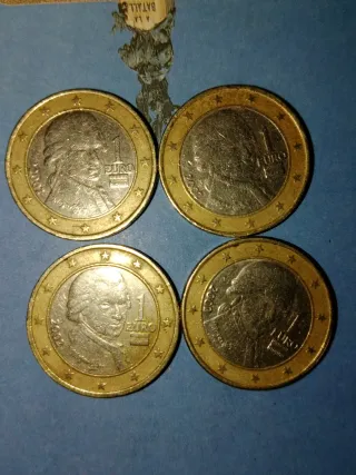 4 Monedas 1 Euro 2002 Mozart
