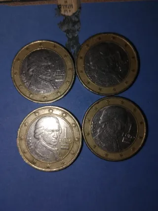 4 Monedas 1 Euro 2002 Mozart