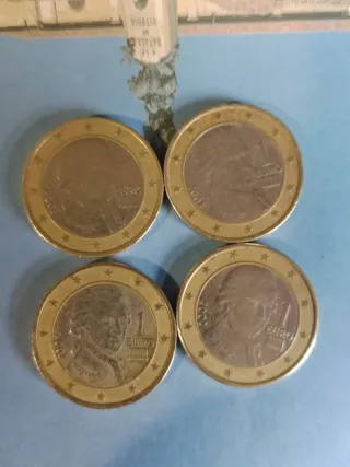 4 Monedas 1 Euro 2002 Mozart
