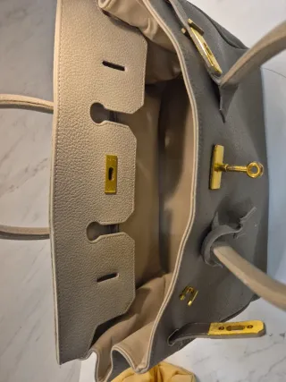 Bolso PIEL Gris Birkin grande