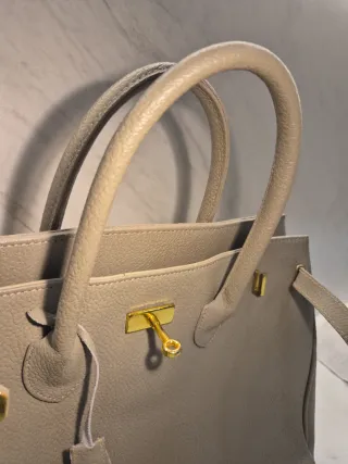 Bolso PIEL Gris Birkin grande