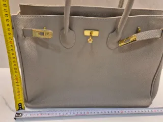 Bolso PIEL Gris Birkin grande