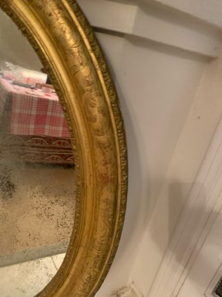 Espejo Ovalado Antiguo Dorado
