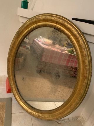 Espejo Ovalado Antiguo Dorado