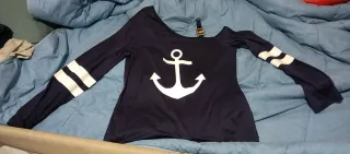 Camiseta azul ancla mujer talla L