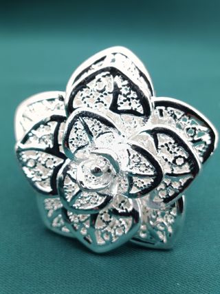 Anillo Plata Ley 925 Flor Calada Nuevo