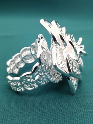 Anillo Plata Ley 925 Flor Calada Nuevo