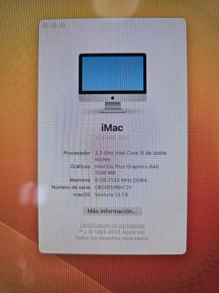 iMac 21.5 2017 Intel Core i5 8GB RAM