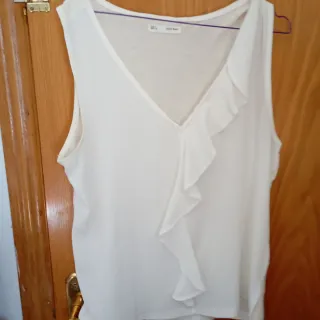 Blusa CORTEFIEL Blanca Encaje