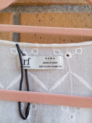 Blusa Zara Blanca Cruzada Talla XS y S