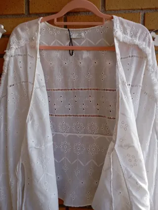 Blusa Zara Blanca Cruzada Talla XS y S
