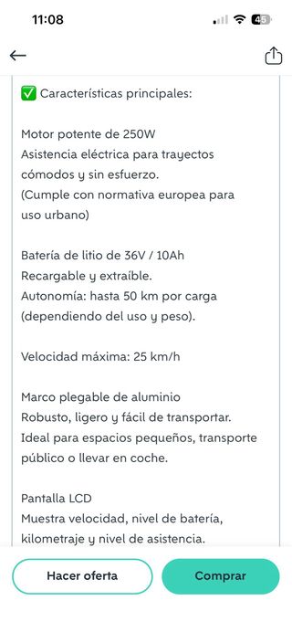 Bicicleta eléctrica plegable Rio