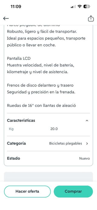 Bicicleta eléctrica plegable Rio