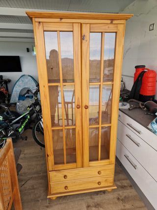 Alacena Rústica Madera y Cristal